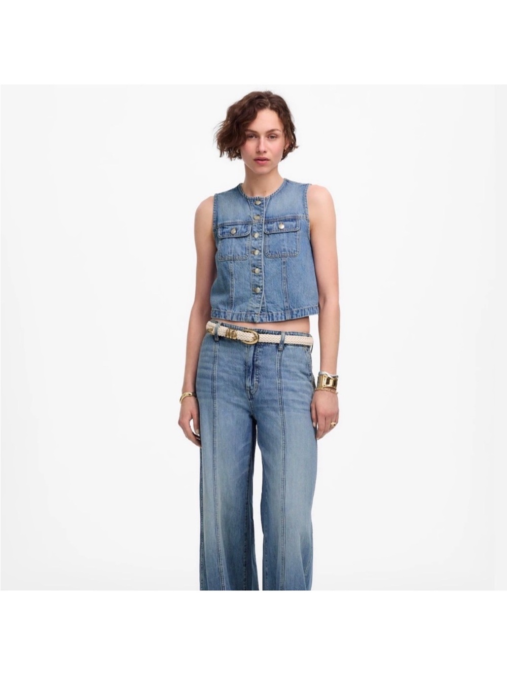 NWT Madewell Cropped Denim Vest: Airy Denim Edition | XS